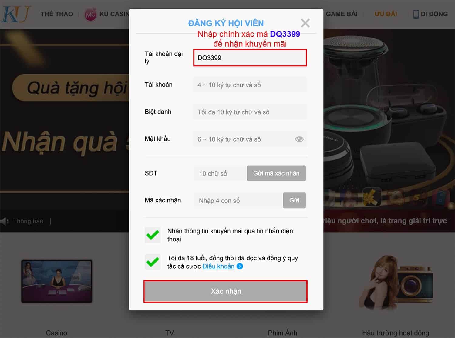 Đăng ký tài khoản kubet