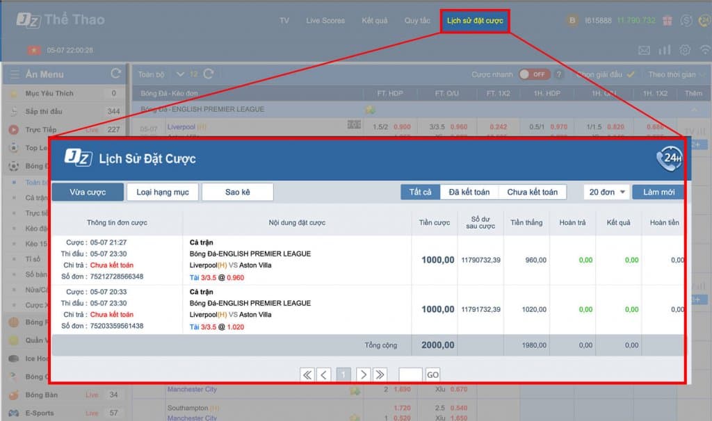 Tỷ lệ cá cược bóng đá nhà cái kubet lịch sử đặt cược 