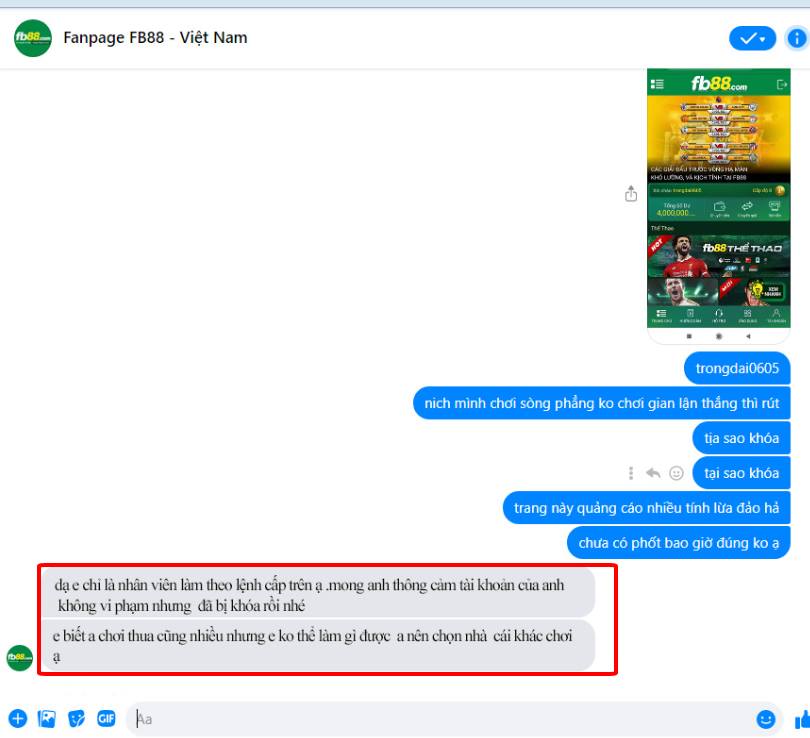 kiện lên fanpage fb88