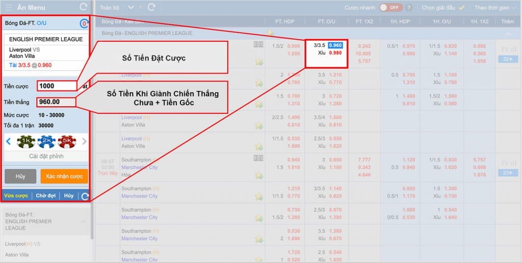 Điền Số Tiền Đặt Cược KUBET 