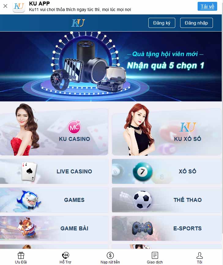 Giao diện mobile ku11