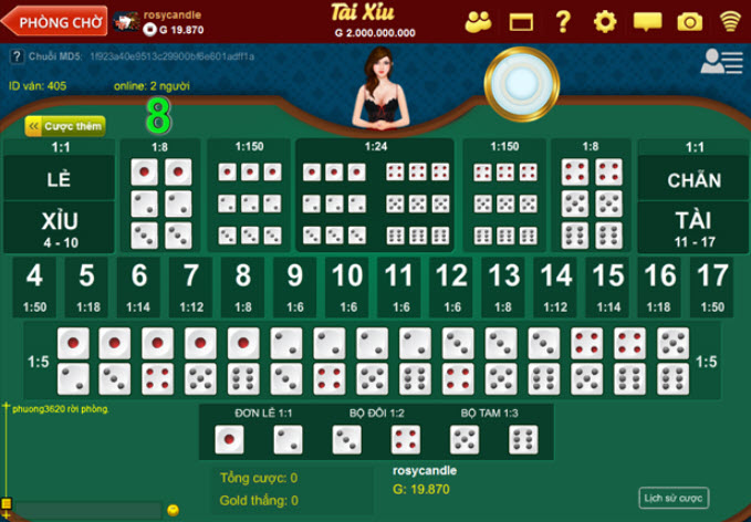 Đặt cược tài xỉu