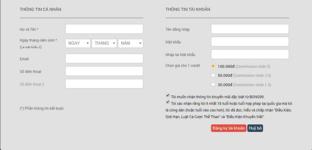 Đăng kí một tài khoản