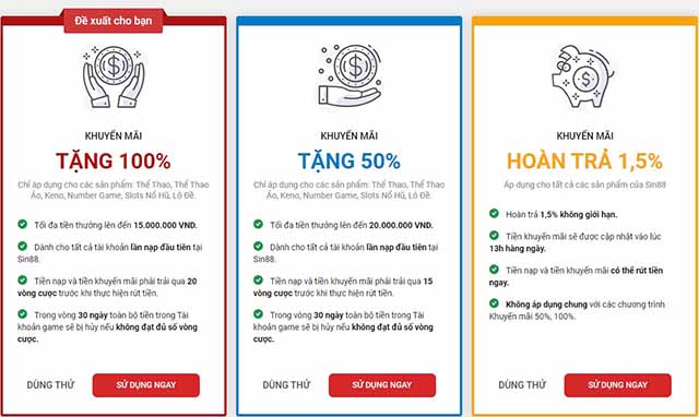 khuyến mãi nhà Sin88