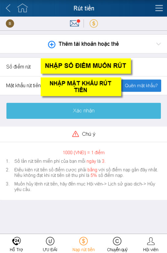 Thao tác Trên mobile KU
