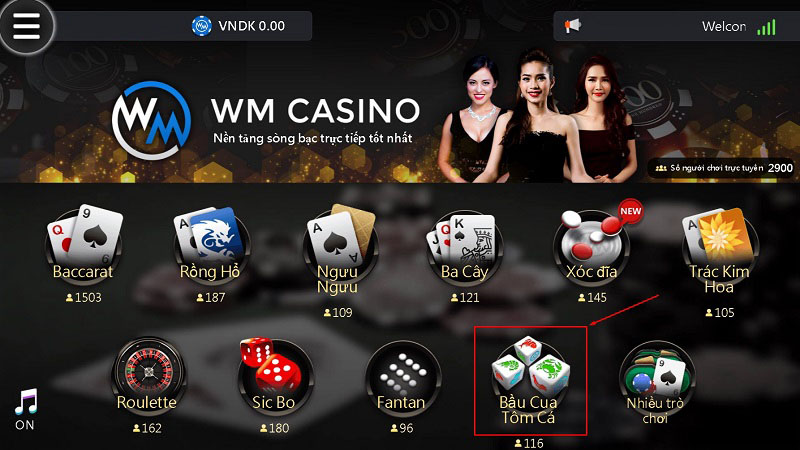 giao diện sảnh wm game bầu cua
