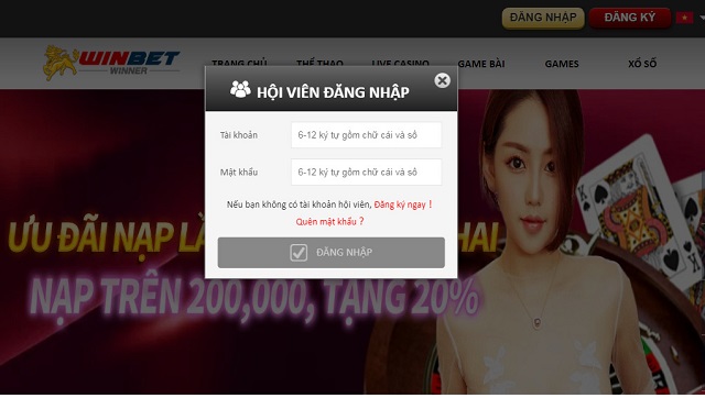 đăng nhập winbet