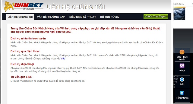 chăm sóc hỗ trợ winbet