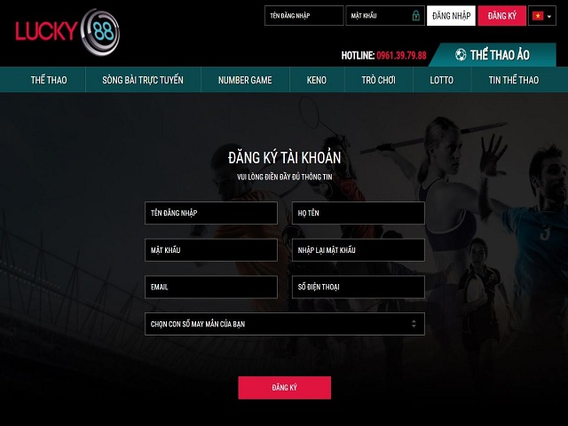 Điền thông tin gần như và xác thực vào hình để đăng ký Lucky88