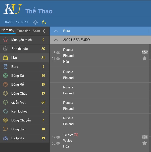 ku trực tiếp thể thao