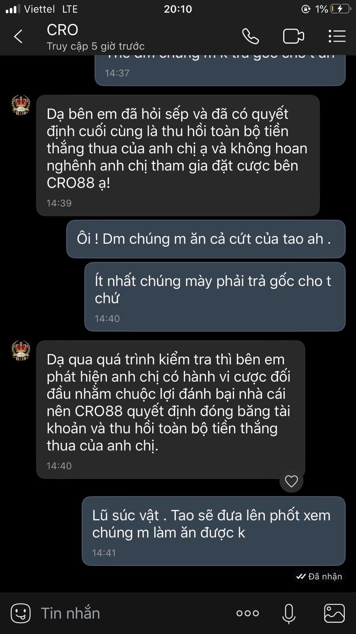 Mất tất cả tiền bạc vì cro88 lừa đảo gây ra