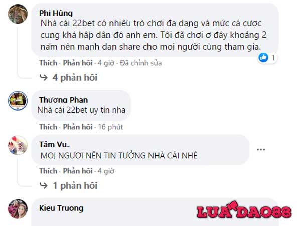 Nhà cái 22bet lừa đảo