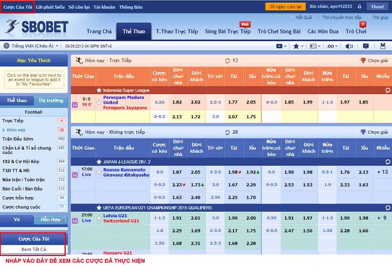 hướng dẫn cá cược bóng đá sbobet cho người mới bắt đầu