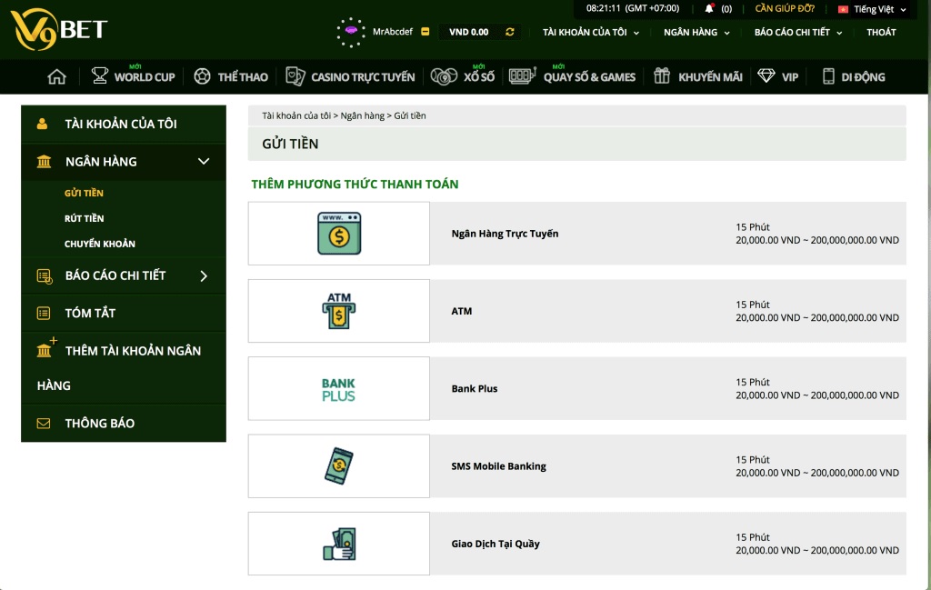 cá cược bóng đá gửi tiền v9bet