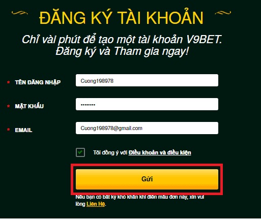 Đăng ký tài khoản cá cược trên v9bet