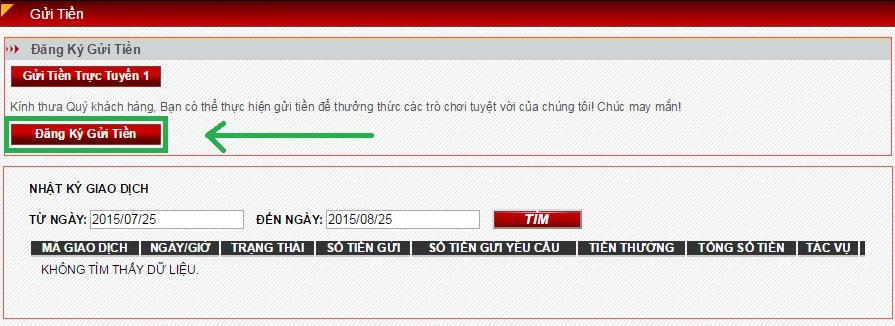 đăng ký chuyển tiền