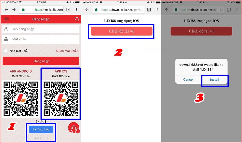 Ứng dụng Lixi88 trên iOS