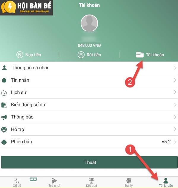 hướng dẫn rút tiền tại nhà cái lotto188