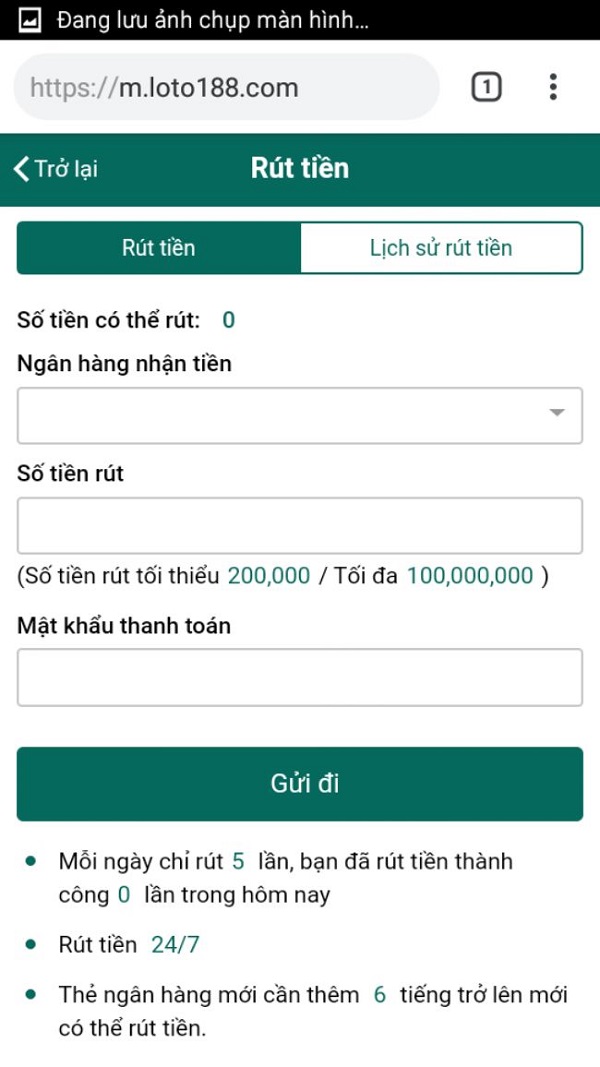 hướng dẫn rút tiền loto188