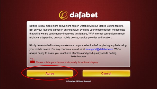 phiên bản di động của dafabet