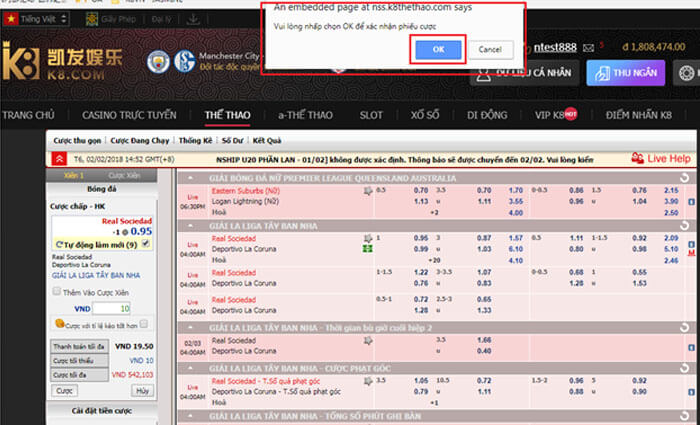 Hướng dẫn cá độ bóng đá tại K8