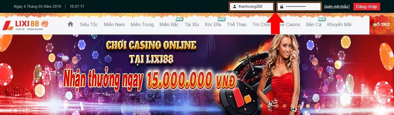 Đăng nhập tài khoản tại nhà cái Lixi88