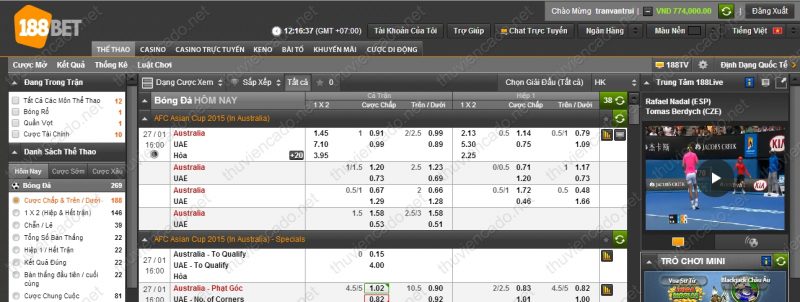 Cách chơi cá độ bóng đá tại 188bet: các bước