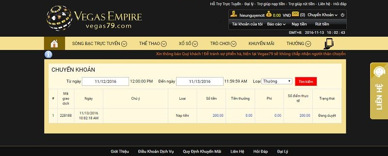 vegas casino nạp tiền