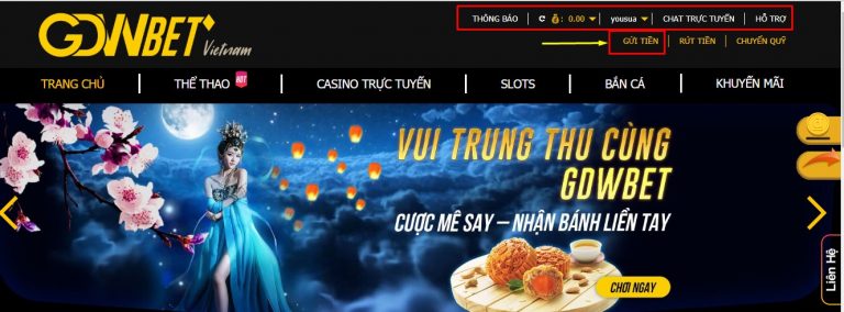 hướng dẫn gửi tiền gdwbet chi tiết