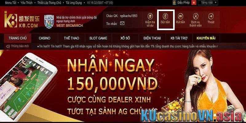 nạp tiền K8