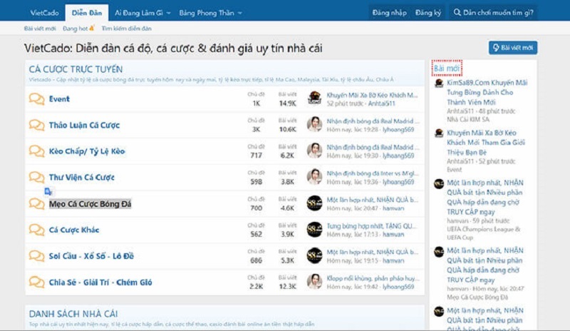 Diễn đàn bóng đá Vietcado
