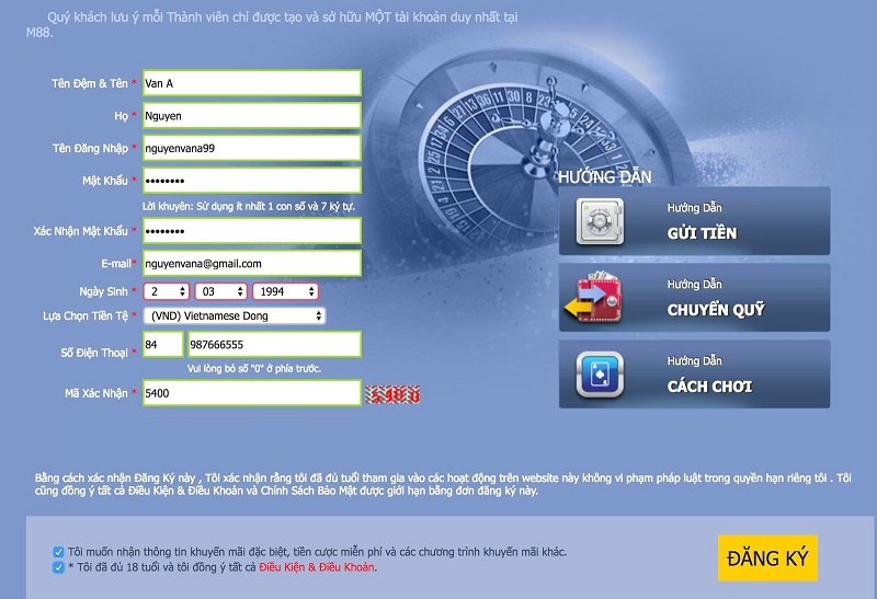 tạo tài khoản tại nhà cái cá độ bóng đá M88