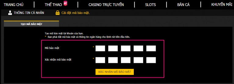 đặt mật khẩu rút tiền laaij gdwbet