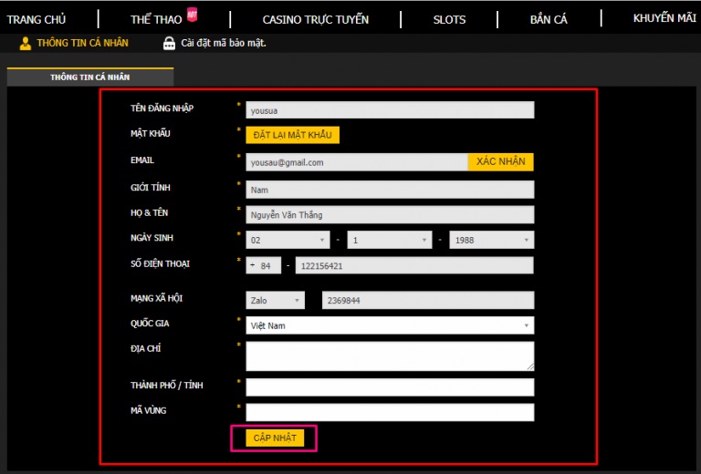 cung cấp thông tin rút tiền gdwbet