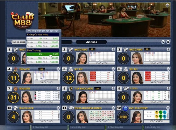 chơi baccarat trên M88