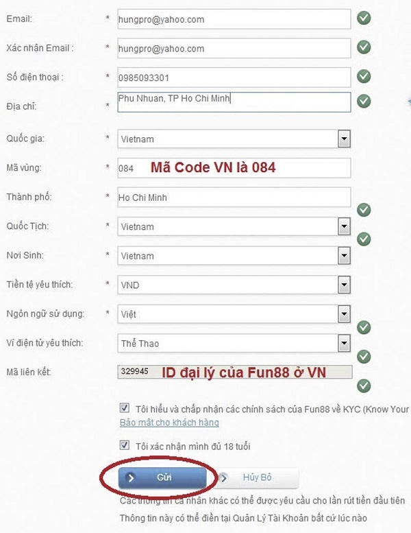 Cách đăng ký tài khoản Fun88