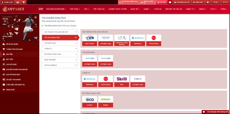 hướng dẫn gửi tiền vào tài khoản oppabet