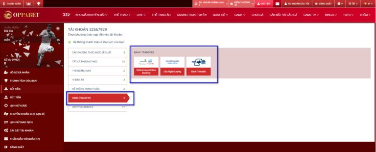 hướng dẫn gửi tiền oppabet cho người mới bắt đầu