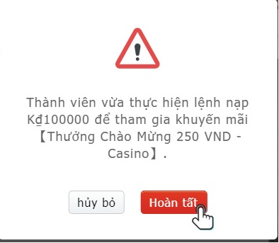 xác nhận tiền gửi vwin
