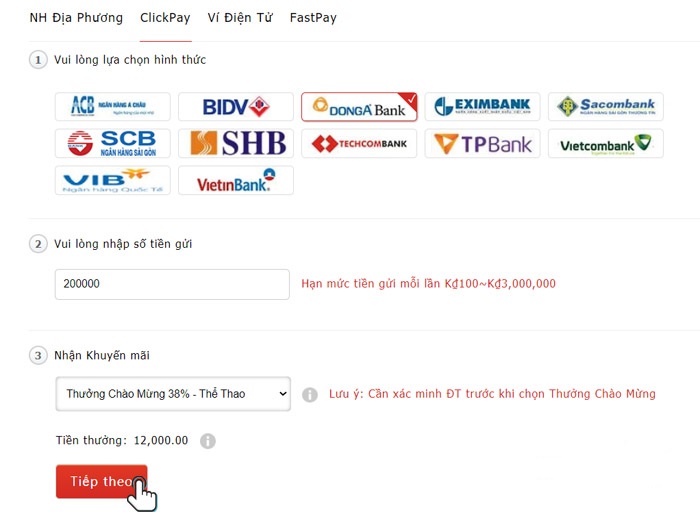 cách nạp tiền vwin qua fastpay
