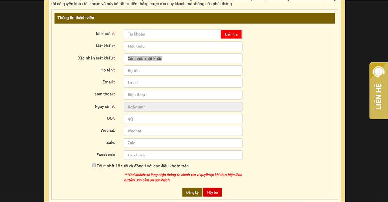 cung cấp thông tin đăng ký sòng bạc Vegas