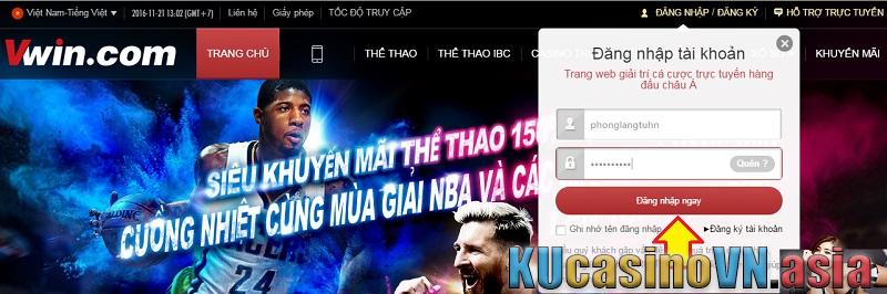đăng nhập tài khoản vwin