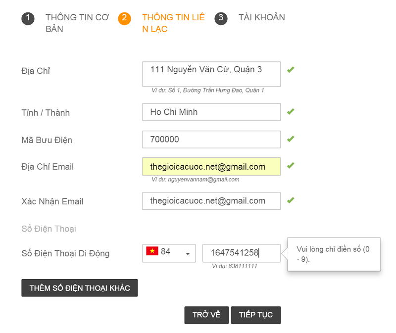 tạo tài khoản cá cược 188bet
