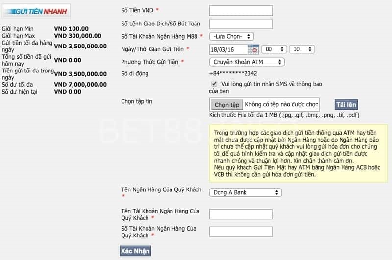 Điền các thông tin cần thiết vào biểu mẫu