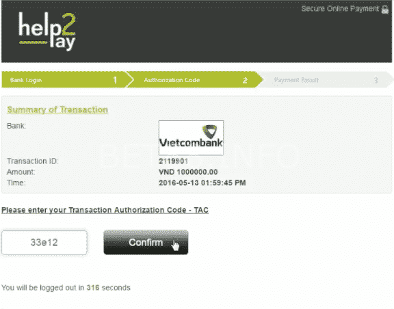 nhập mã xác minh OTP
