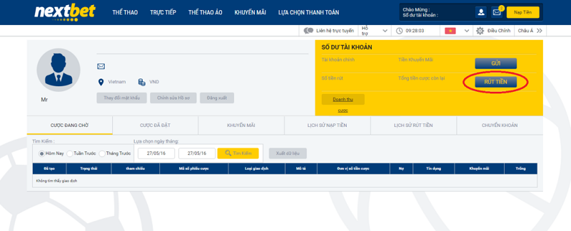 Hướng dẫn Rút tiền Nextbet 