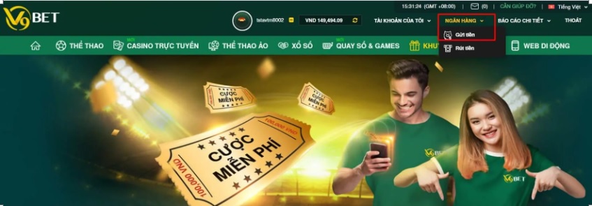 Hướng dẫn gửi tiền v9bet chi tiết cho người mới bắt đầu