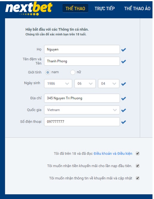 Hướng dẫn đăng ký Nextbet