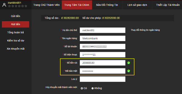 Hướng dẫn rút tiền K8