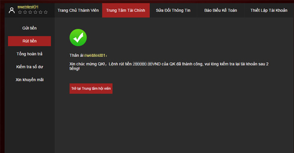 Hướng dẫn rút tiền K8